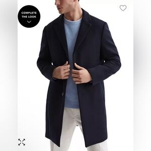 REISS Gable Overcoat in navy